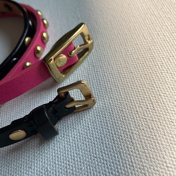 Leather Studded Wrap Bracelets Pink Black - Picture 10 of 10